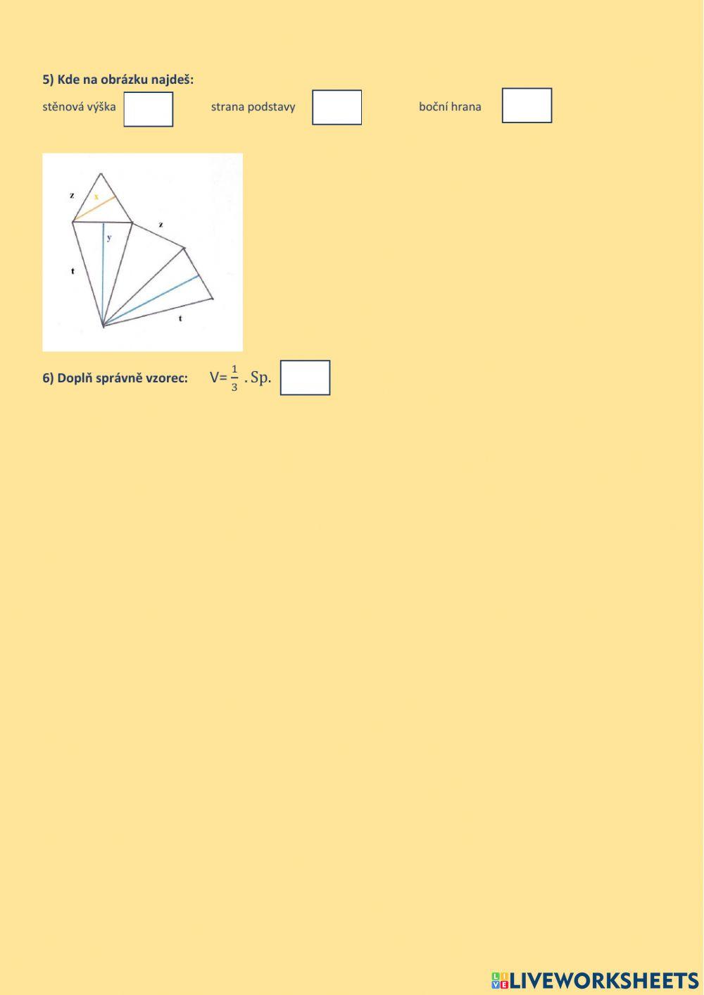 Sítě těles, jehlan