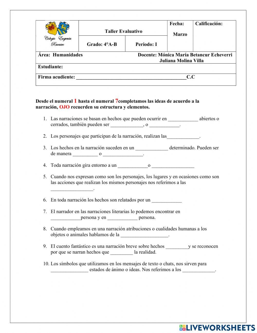 La narración y signos