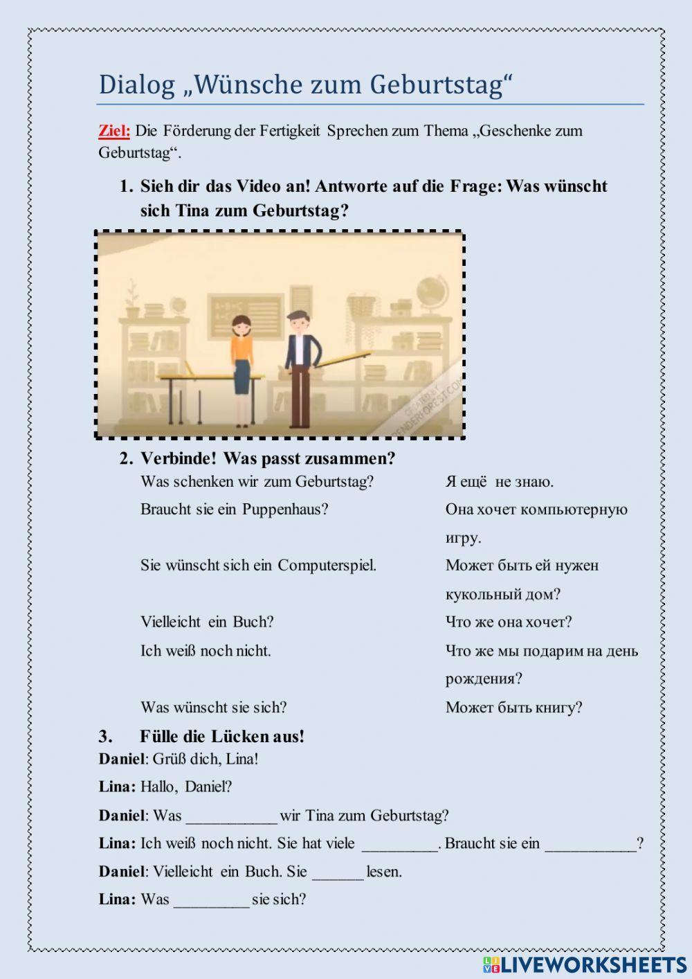 Dialog -Wünsche zum Geburtstag-