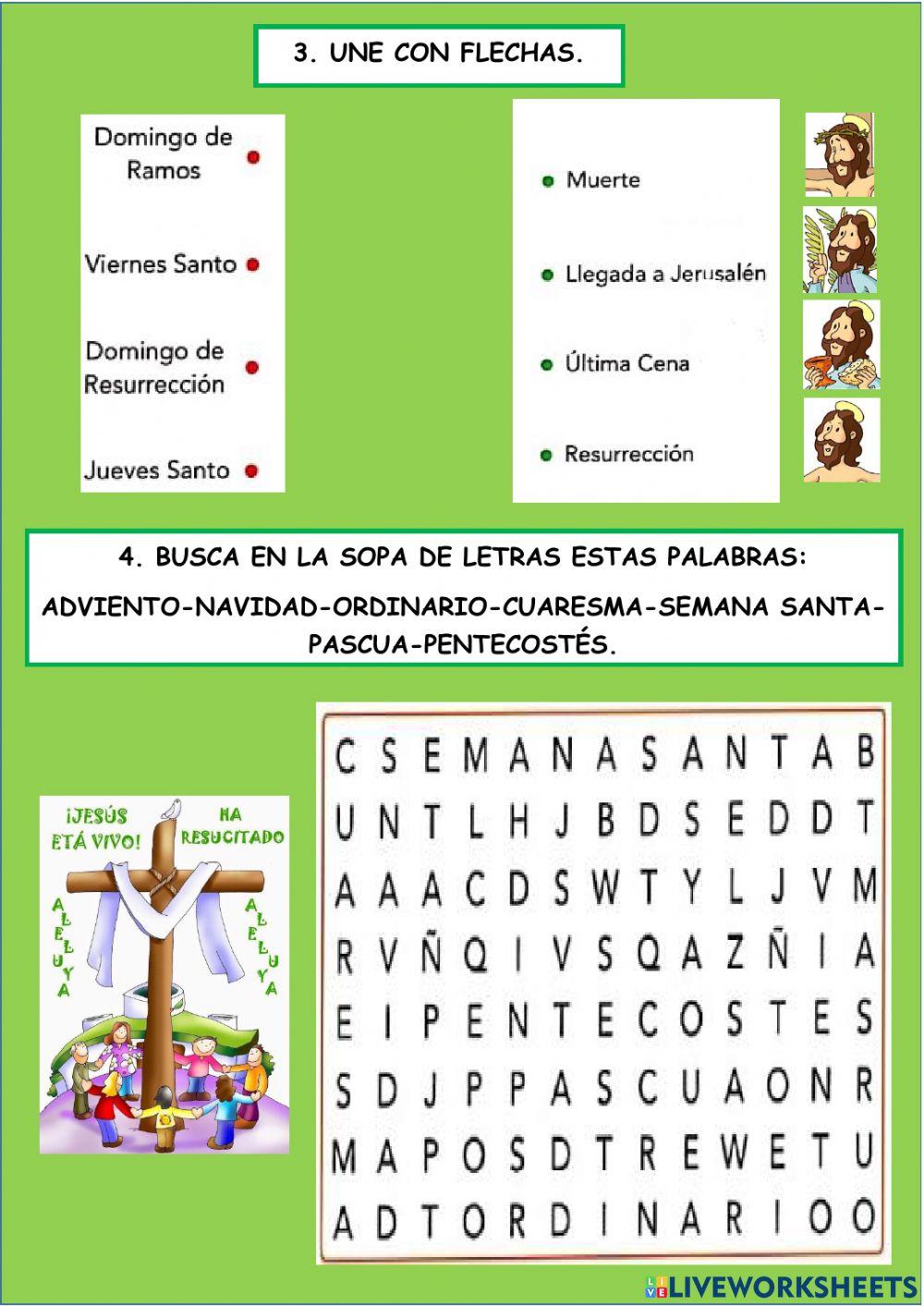 Tema 6. una semana importante. la semana santa. worksheet Live Worksheets