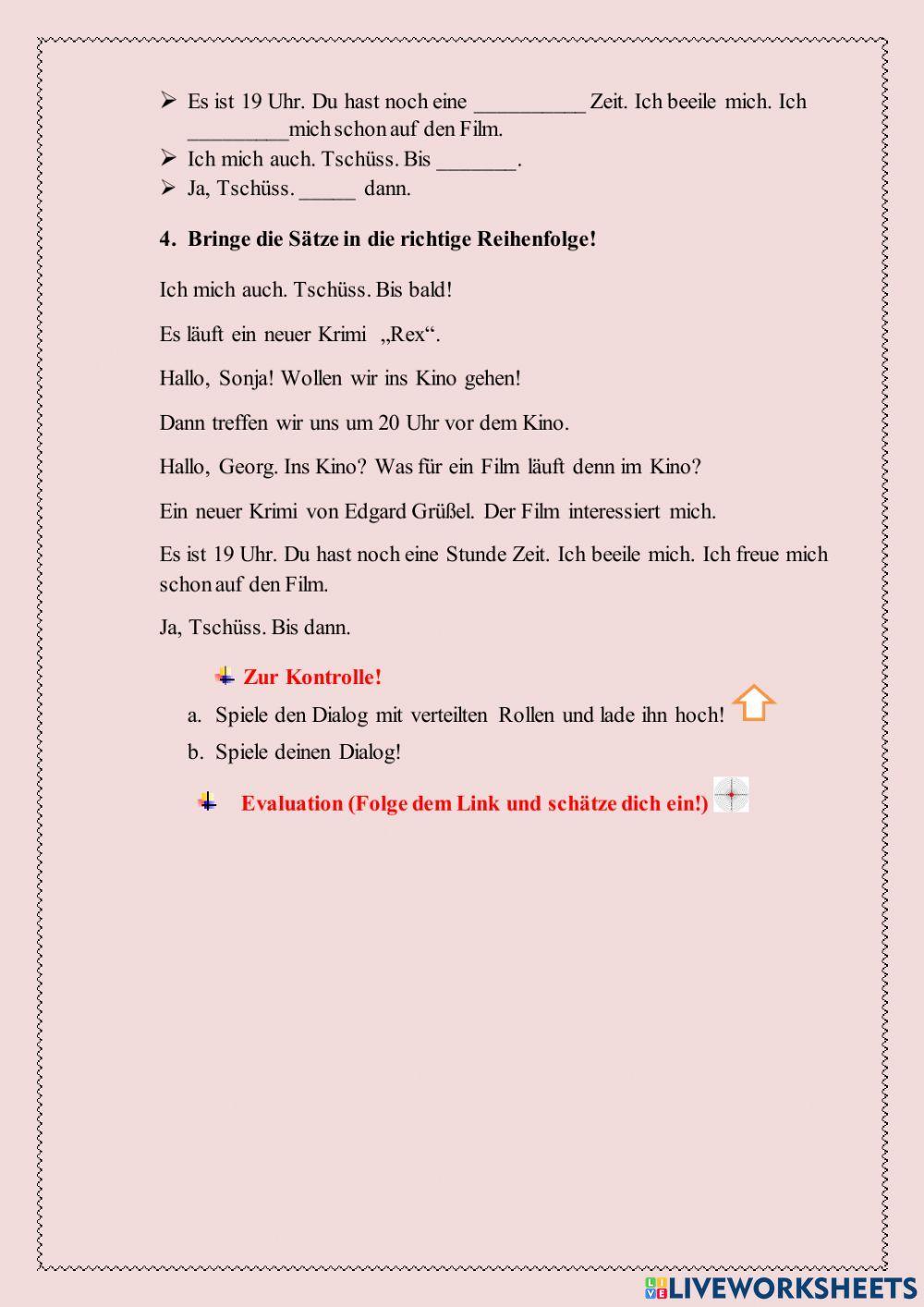 Dialog -Gehen wir ins Kino?-