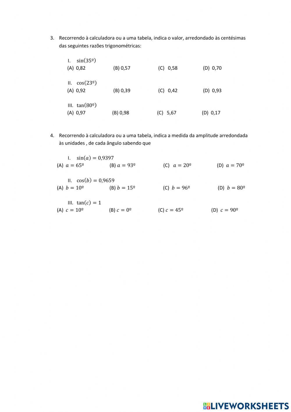 Razões trigonométricas