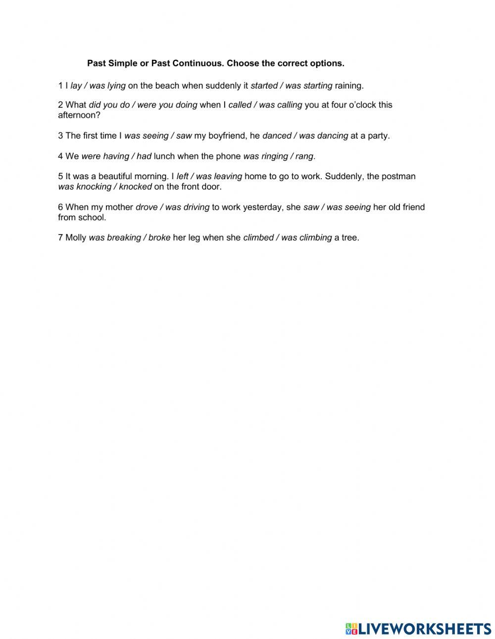 Past Simple or Past Continuous