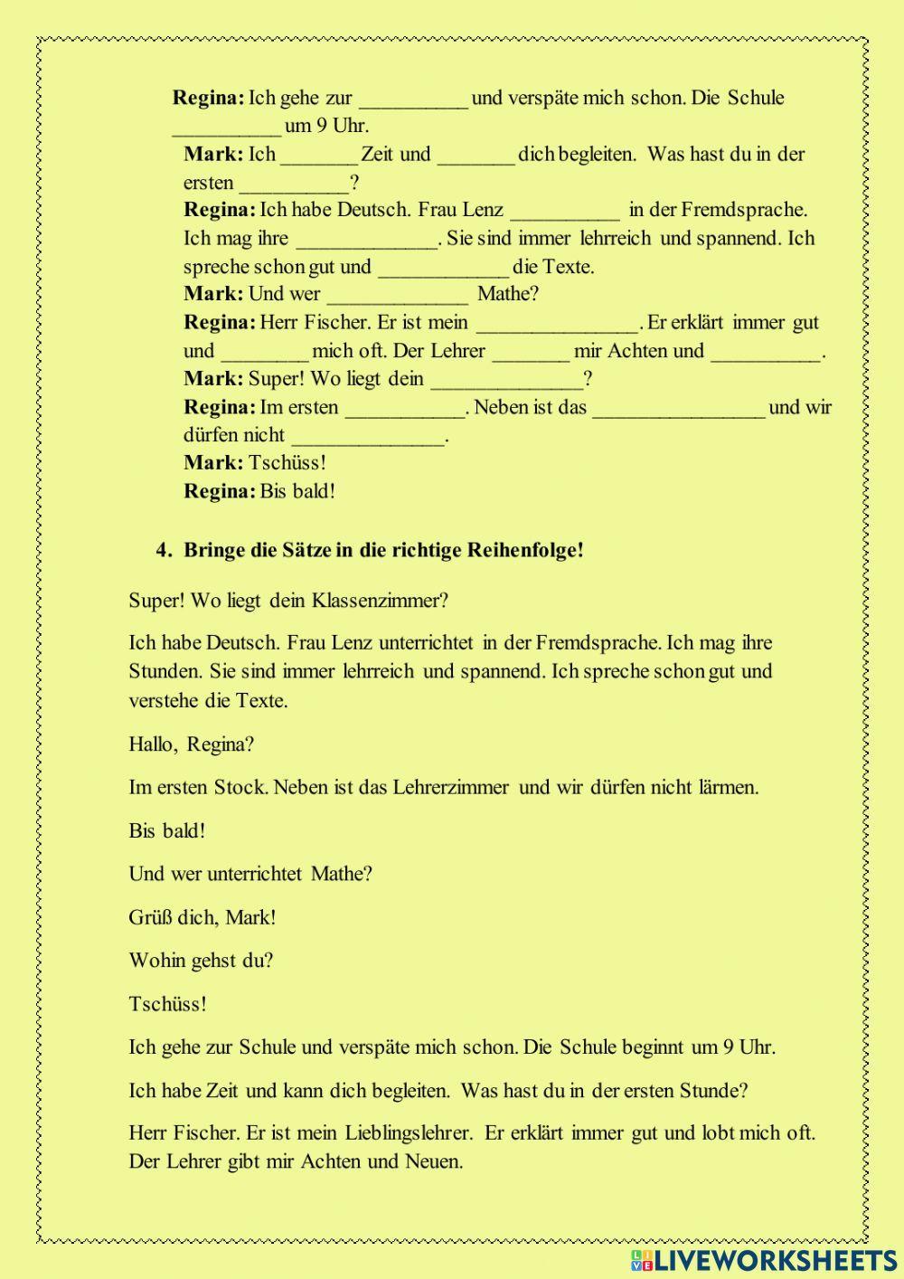 Dialog -In der Schule-