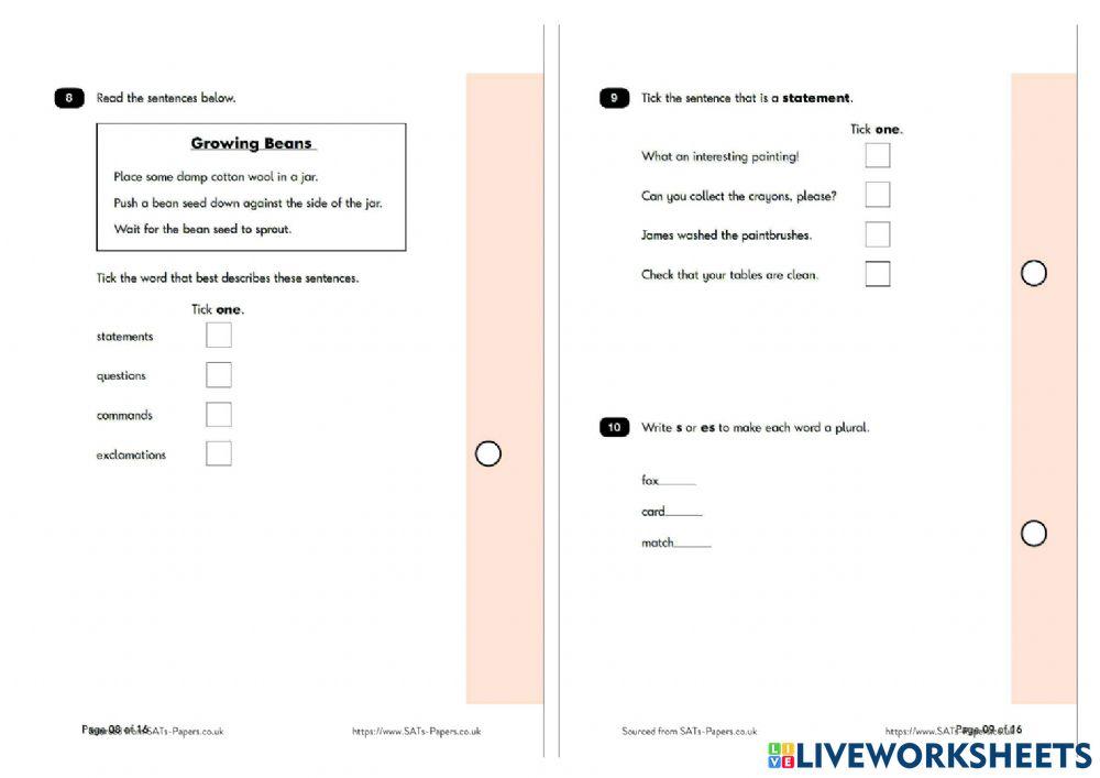 KS1 SATS 2016 SAMPLE Spelling Paper 2