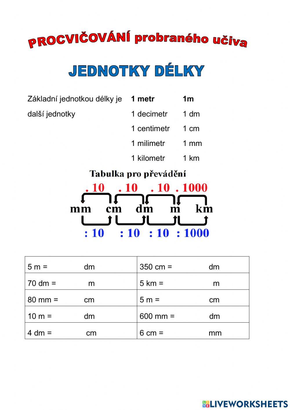 Převody jednotek, pořadí početních operací