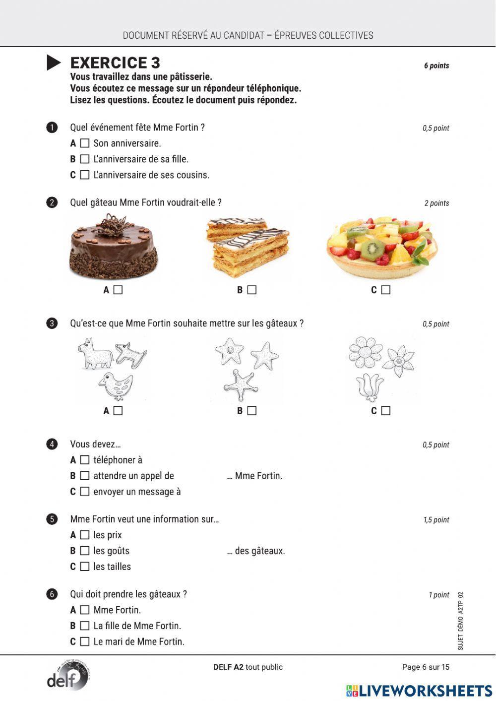 Compréhension orale DELF A2 : sujet 1 (réforme 2020)