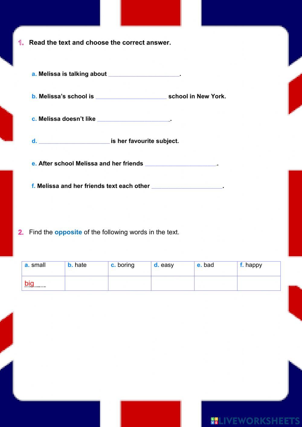 English test unit 2 - Reading A2