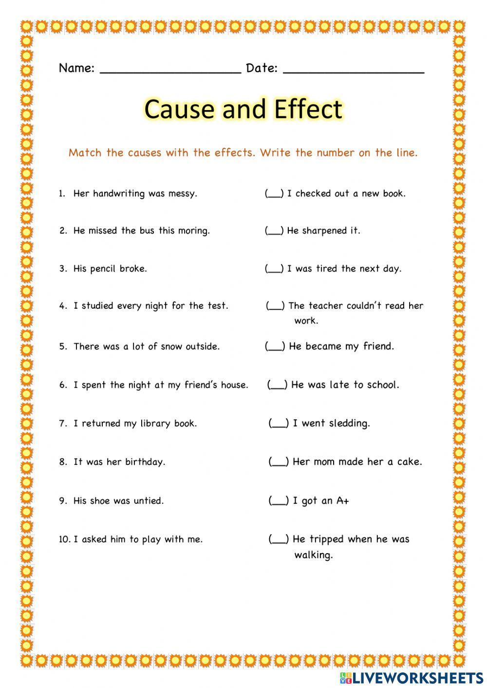 Cause and Effect online exercise for 3 | Live Worksheets