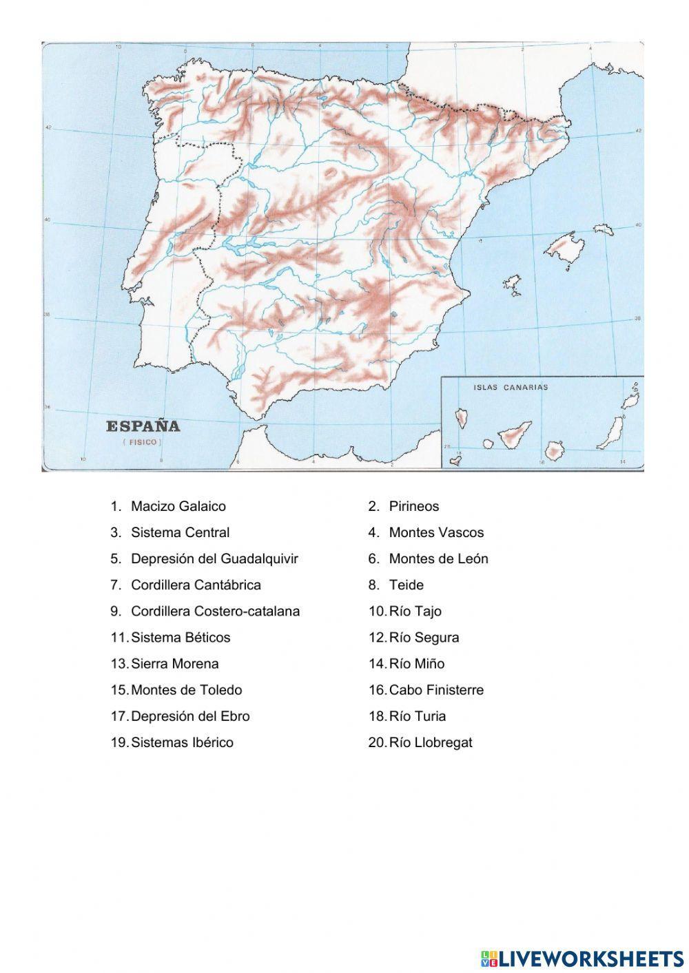 Mapa físico de España