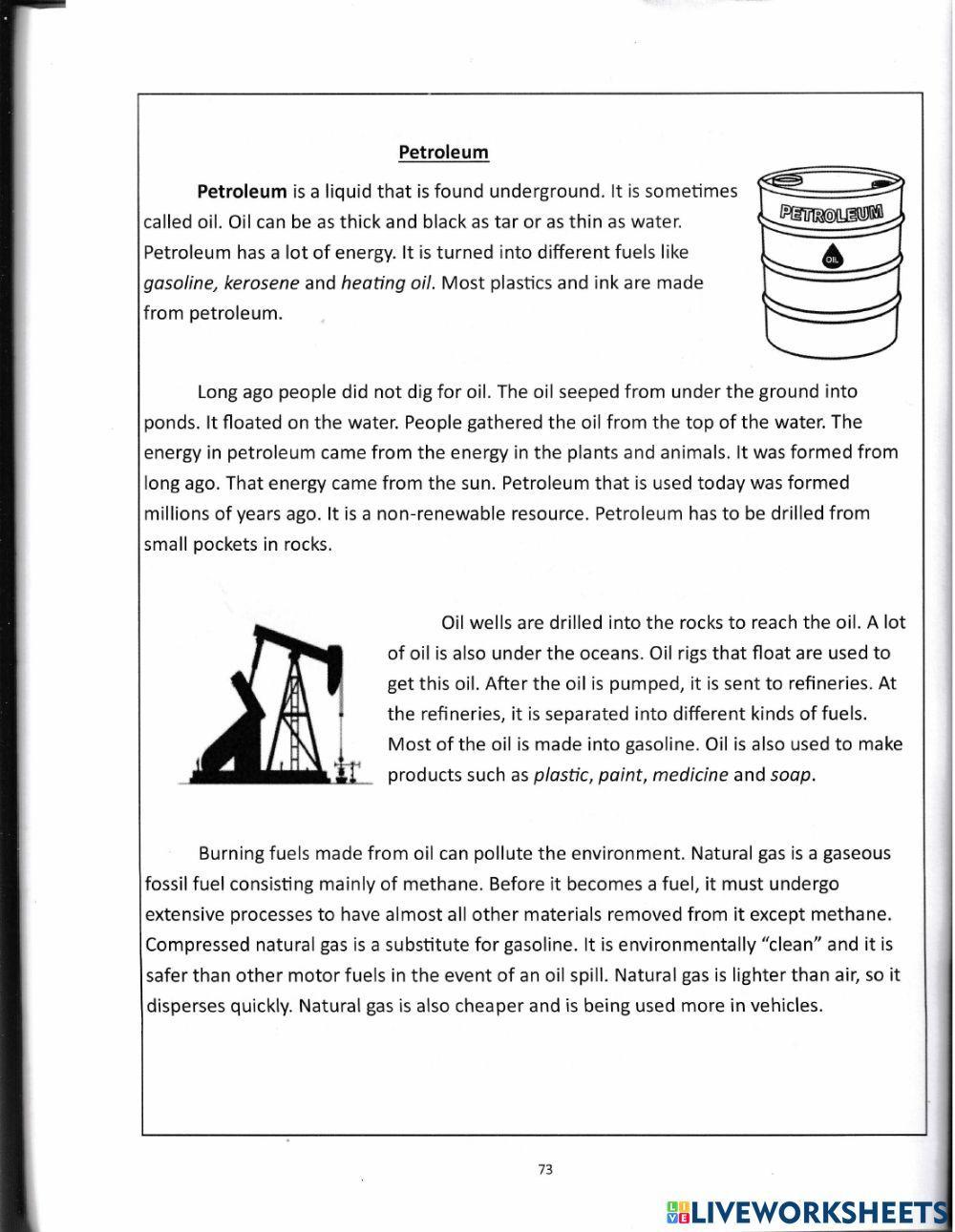 Coal, Oil, Natural Gas, and Petroleum