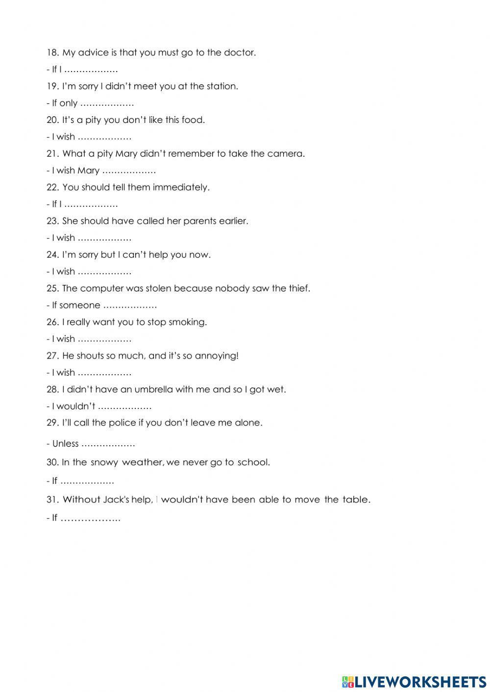 Complete conditionals review and if only