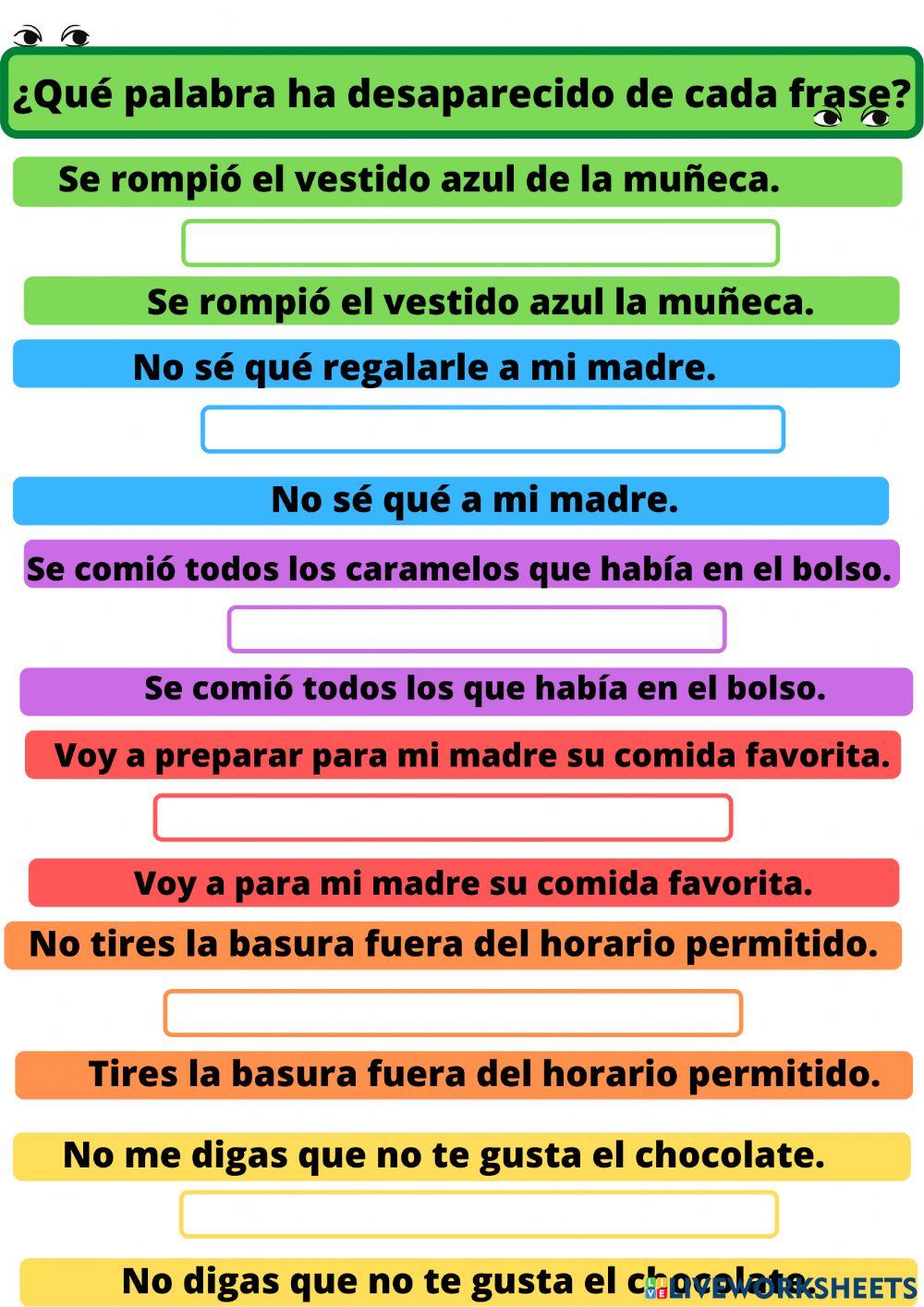 ¿Qué palabra falta? ¿Qué palabra falta?