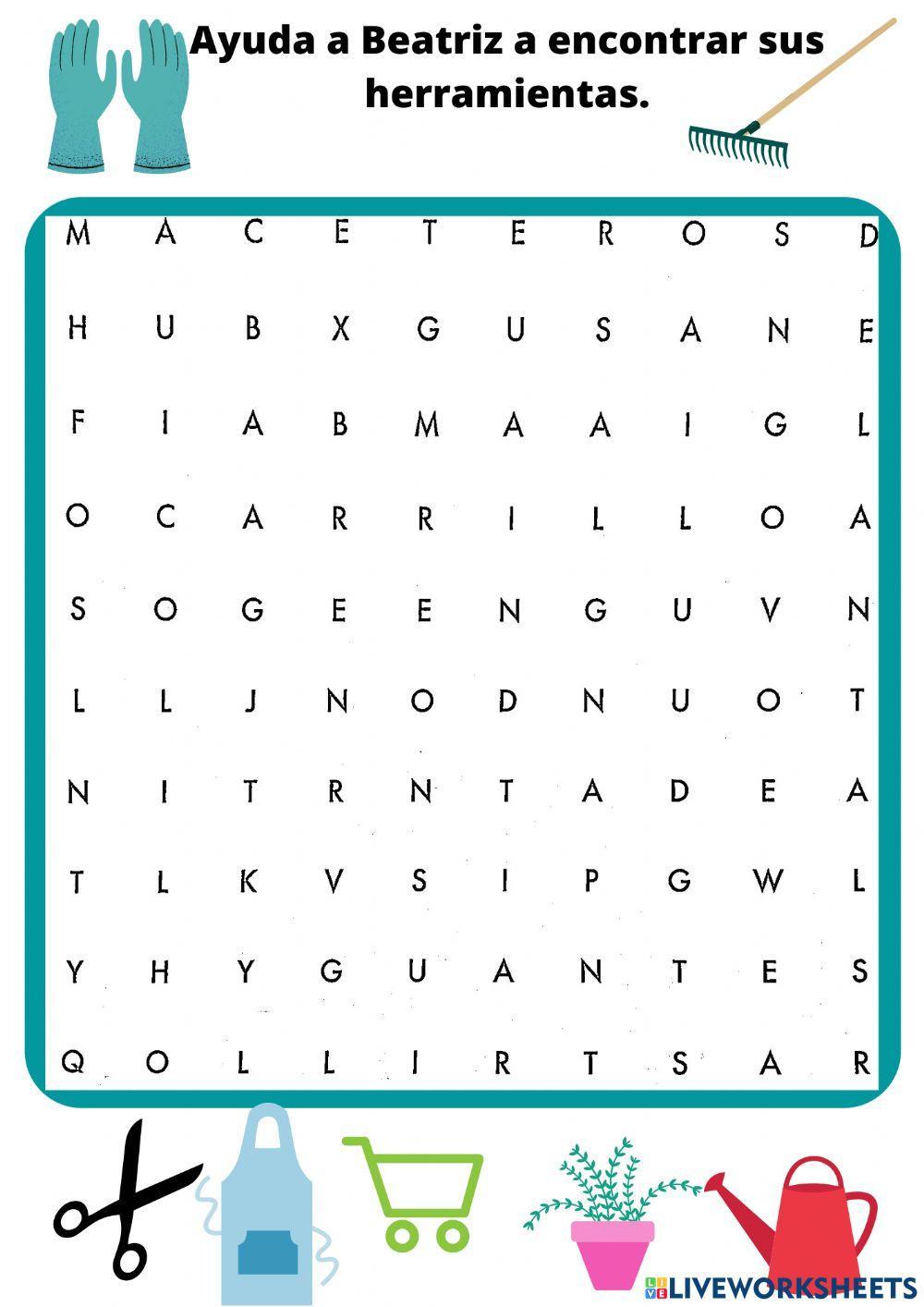 Sopa de letras: jardinería Sopa de letras: jardinería