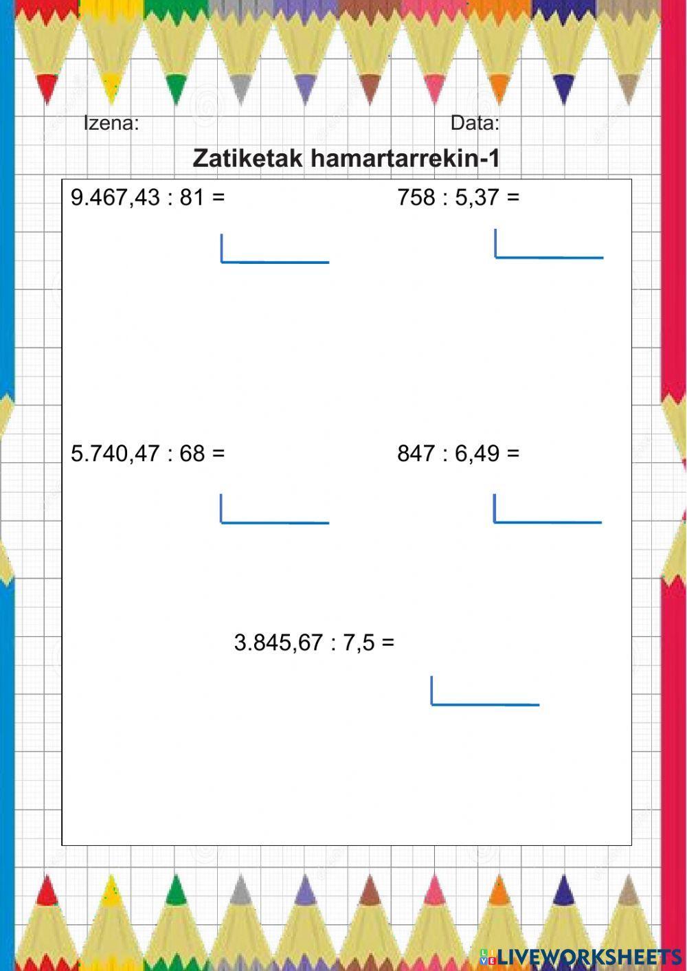 Zatiketak hamartarrekin-1 Zatiketak hamartarrekin-1