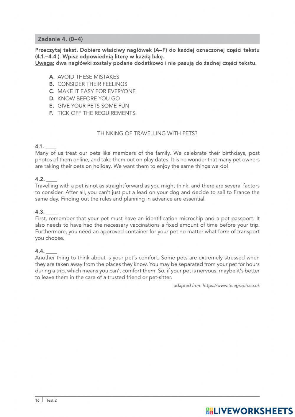 Reading test 2 matura podstawowa