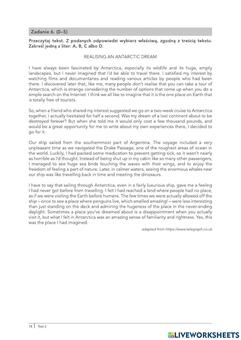 Reading test 2 matura podstawowa