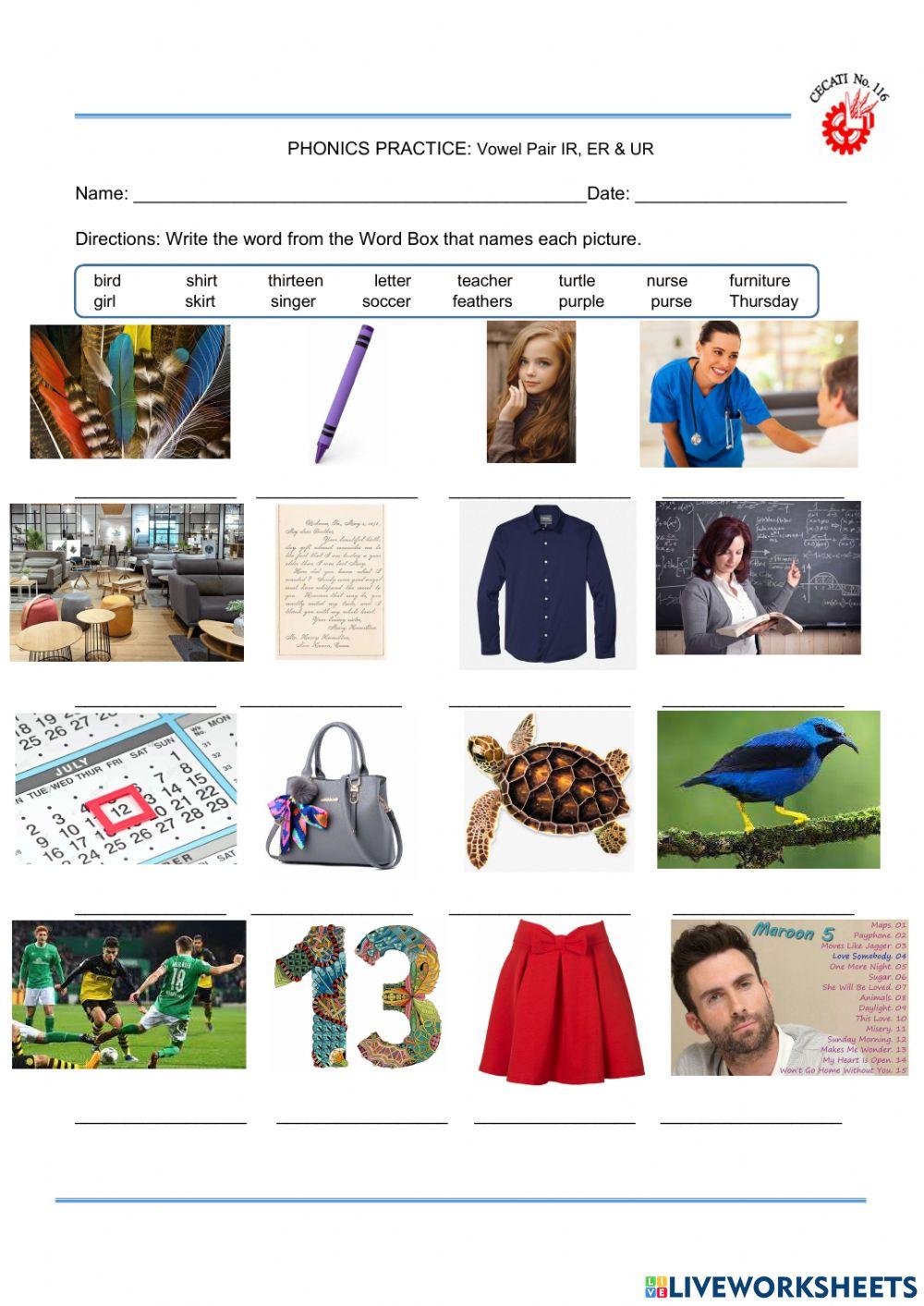 Vowel Pair IR, ER & UR