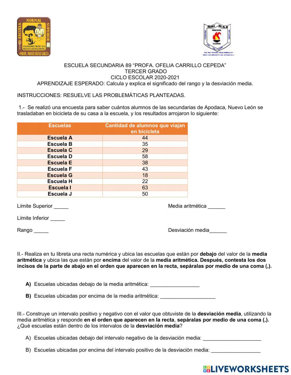 Rango y desviacion media