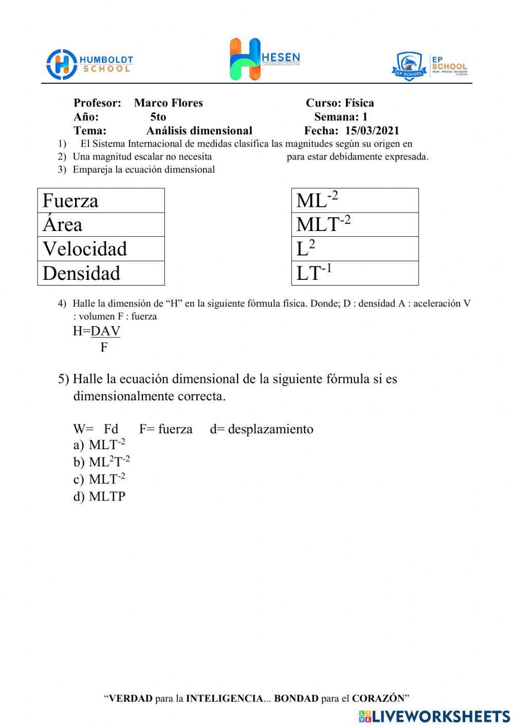 Análisis dimensional