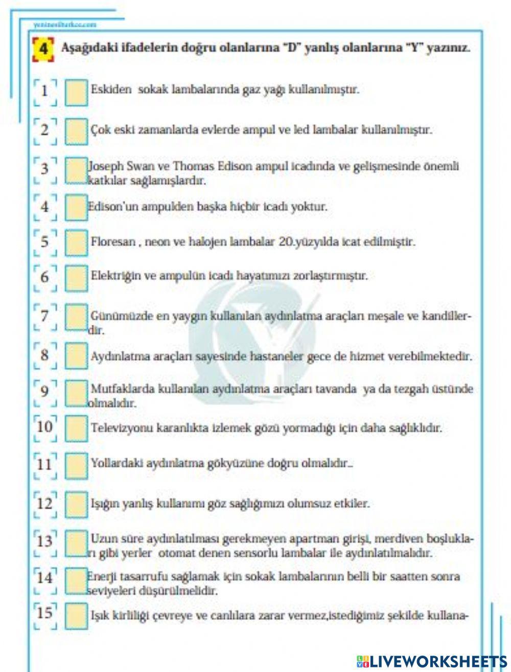 Ses Kaynakları Doğru-Yanlış