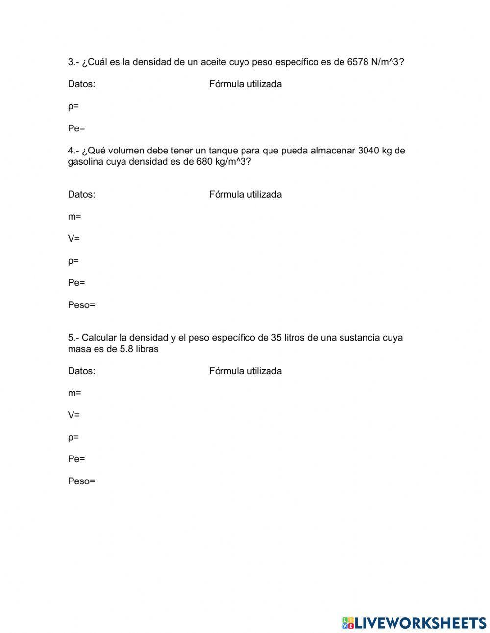 Densidad y peso específico