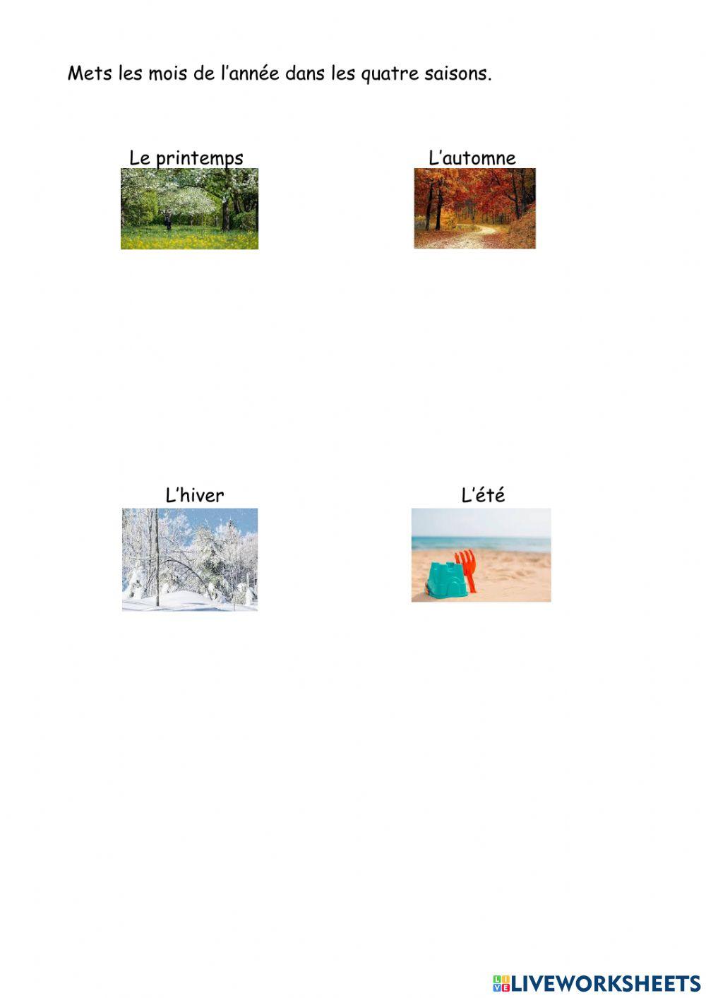 Les mois de l'année et les saisons