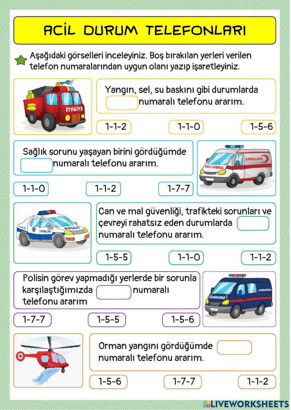 Acil Durum Telefonları