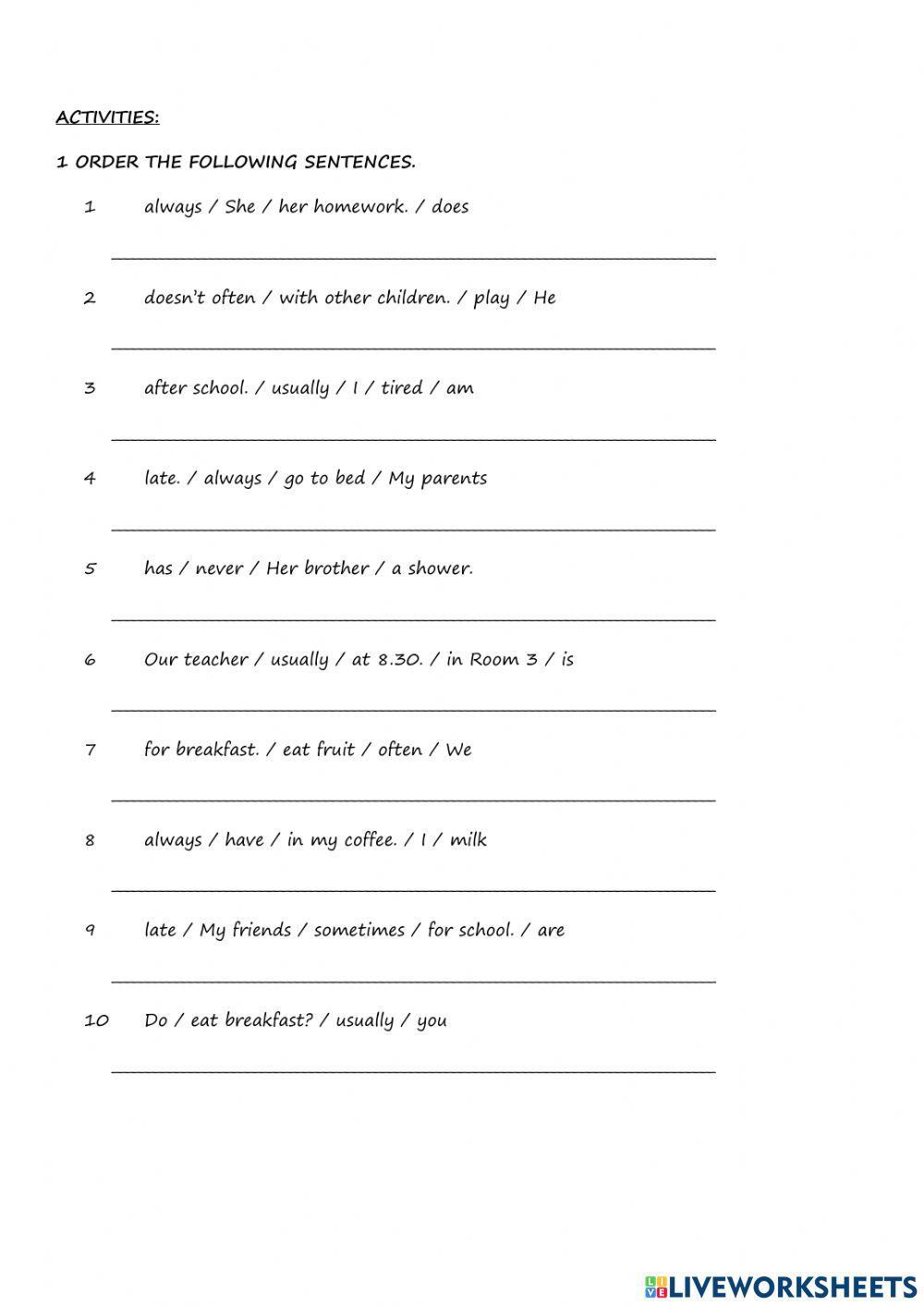 Adverbs of frequency