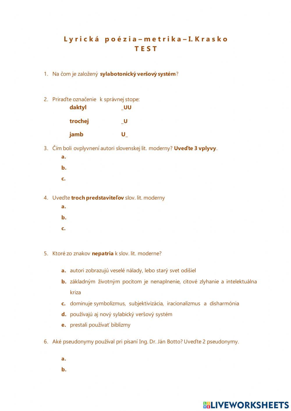 Lyrická poézia, Ivan Krasko