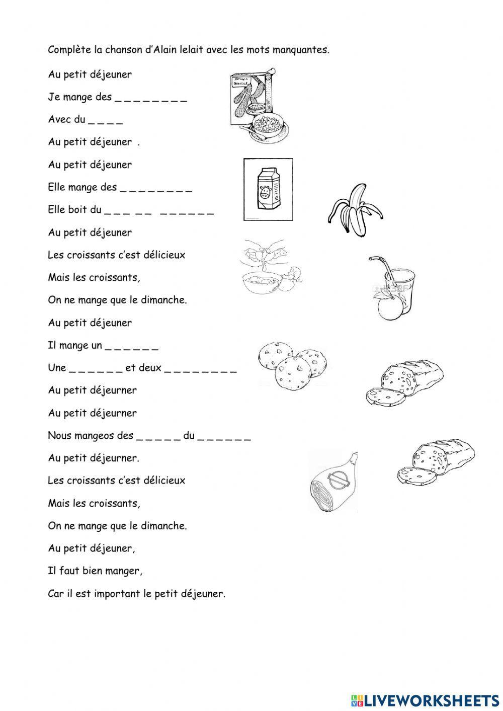 La chanson de la nourriture et les verbes