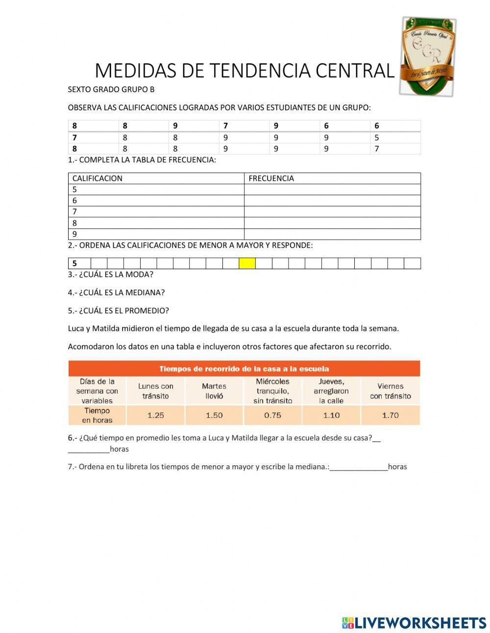 Medidas de tendencia central