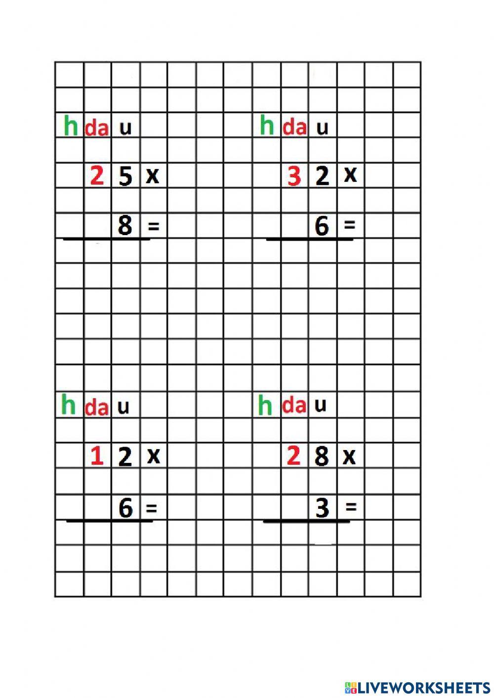 Moltiplicazioni in colonna