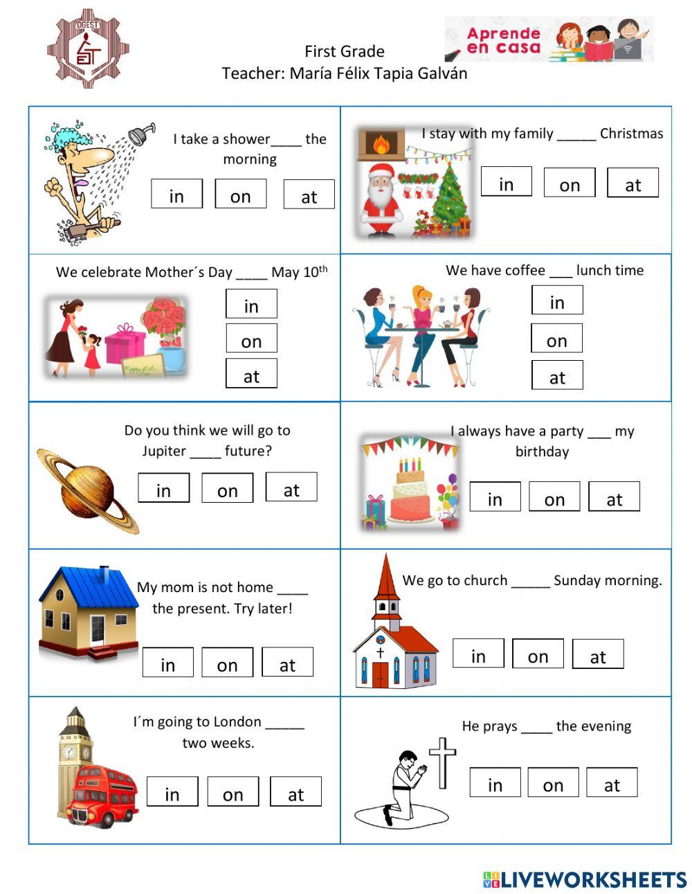 Prepositions of time