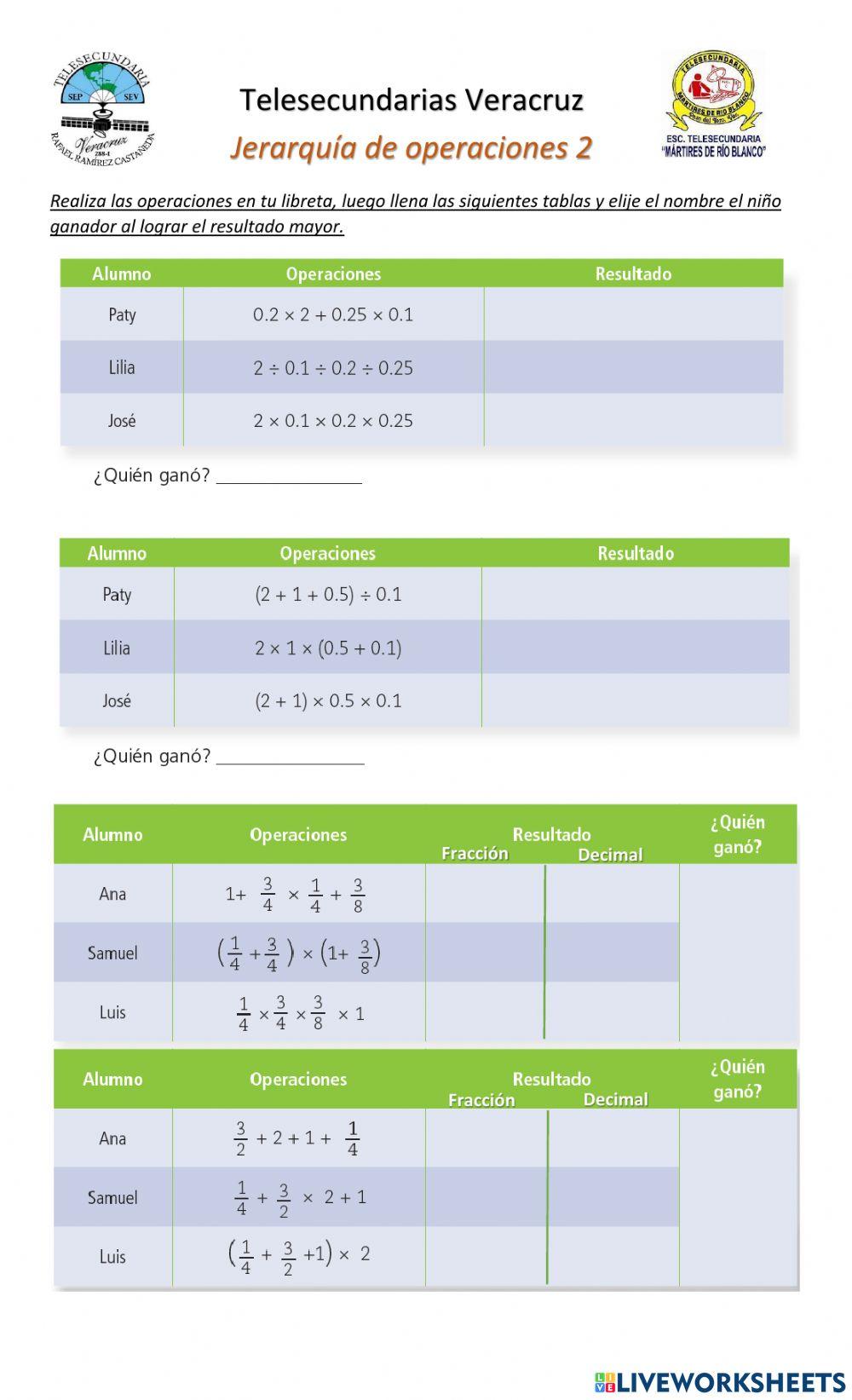 Jerarquía de operaciones 2.1