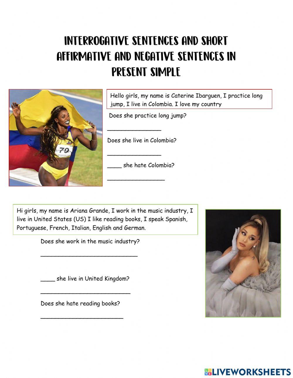 Present simple, questions and short answers