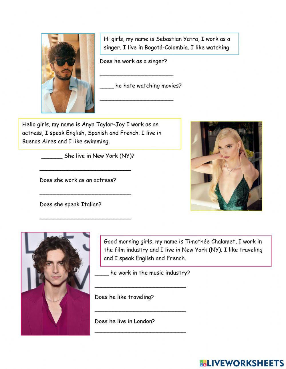 Present simple, questions and short answers