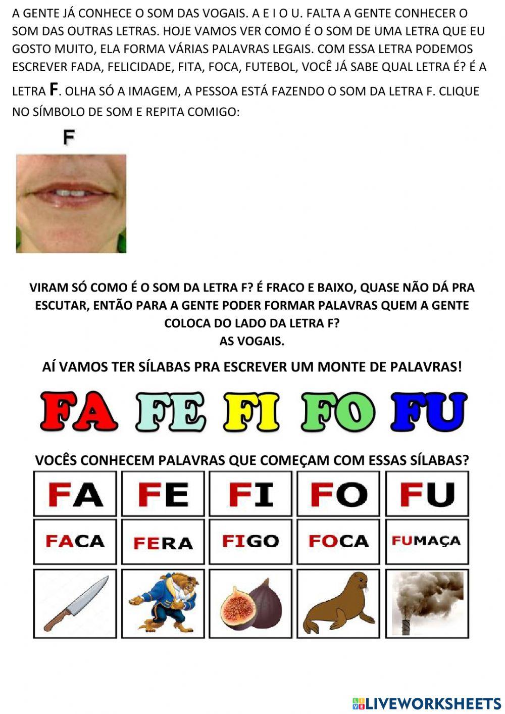 Apresentação letra f