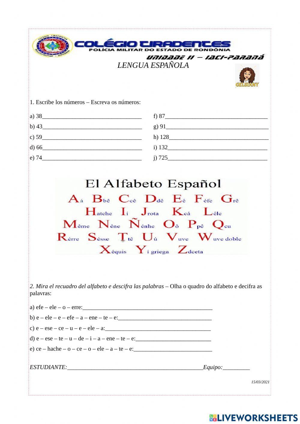 Alfabeto y los números