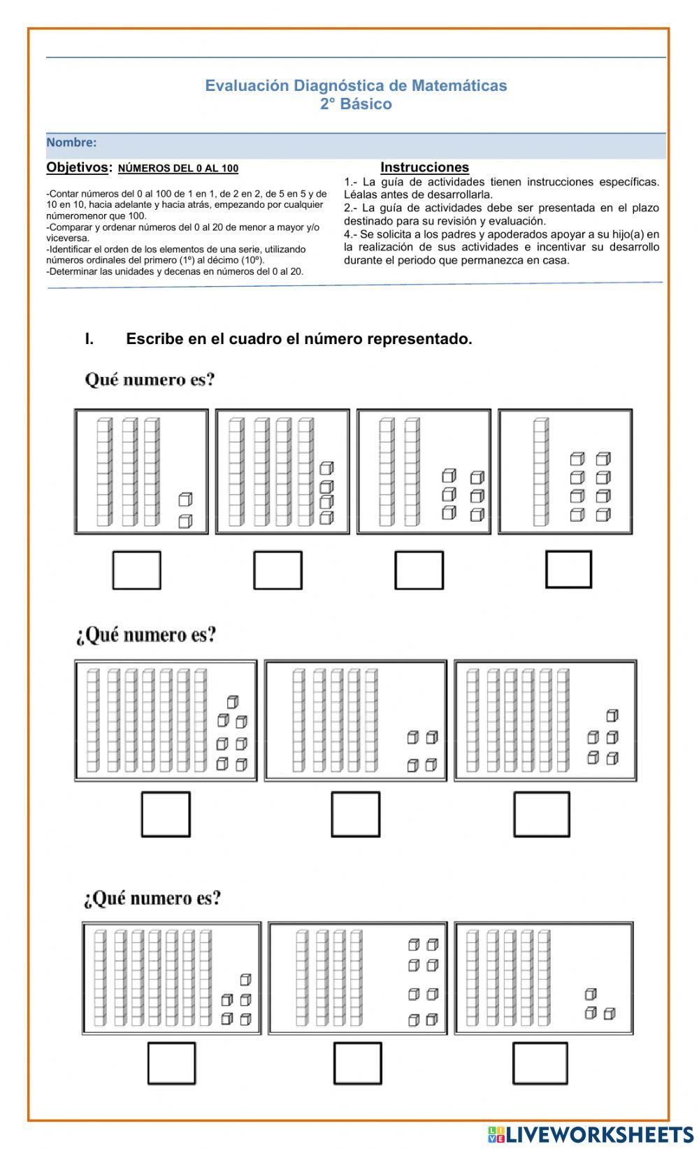Evaluación diagnóstica Matemáticas