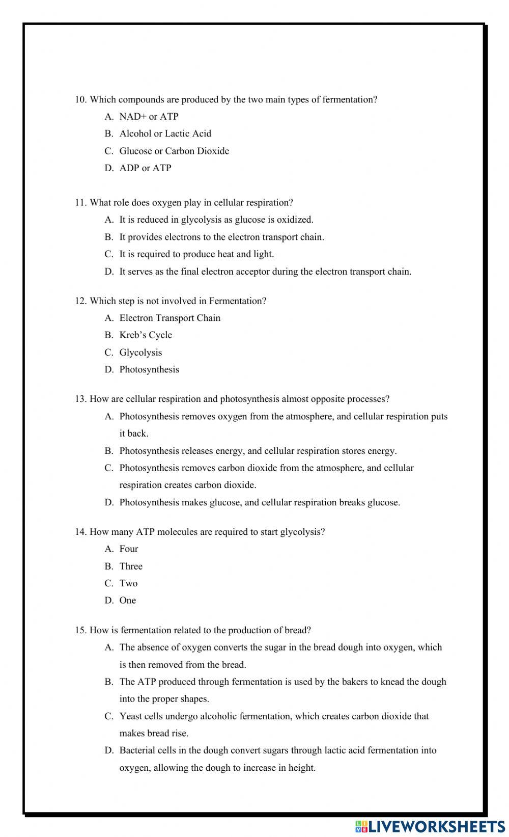 Aerobic Respiration: Fermentation