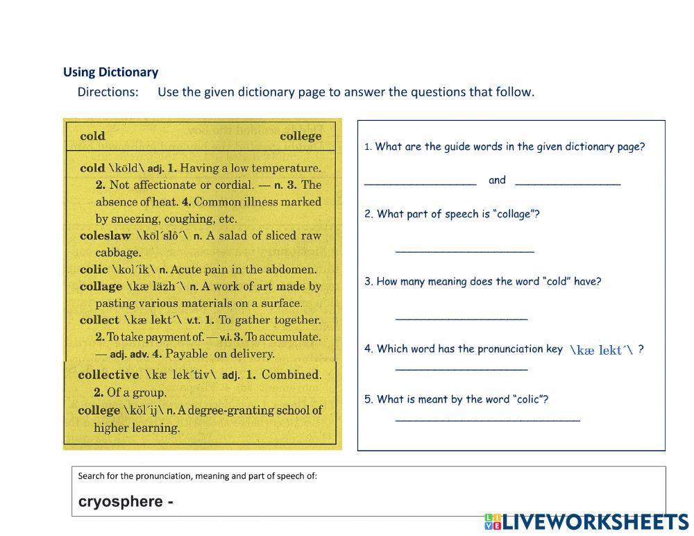 Using the Dictionary