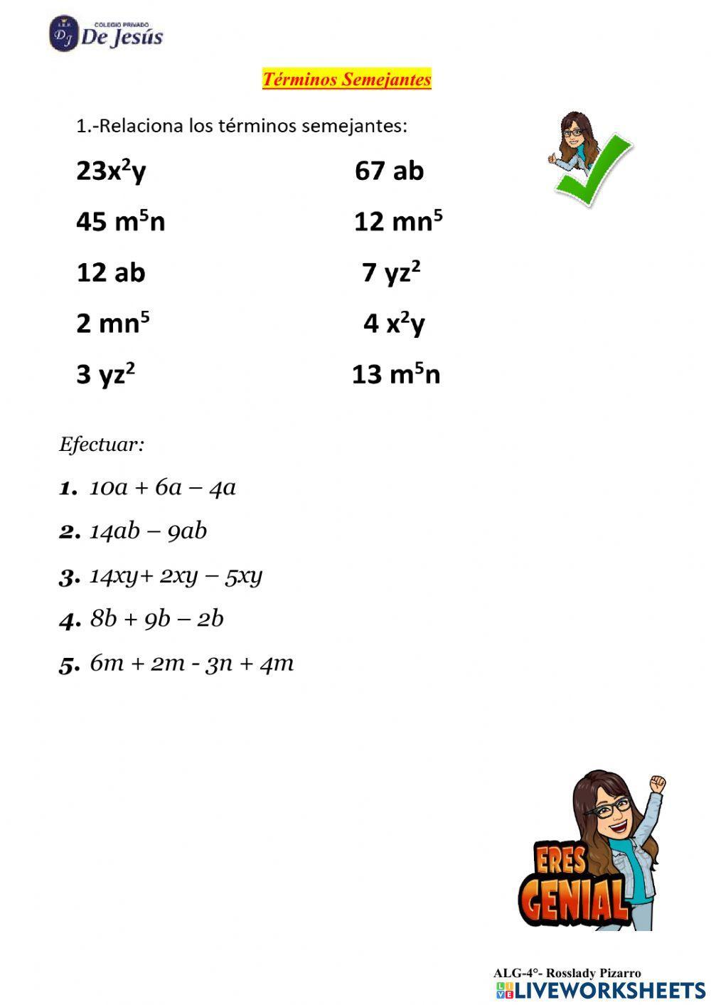 Reducción de términos semejantes