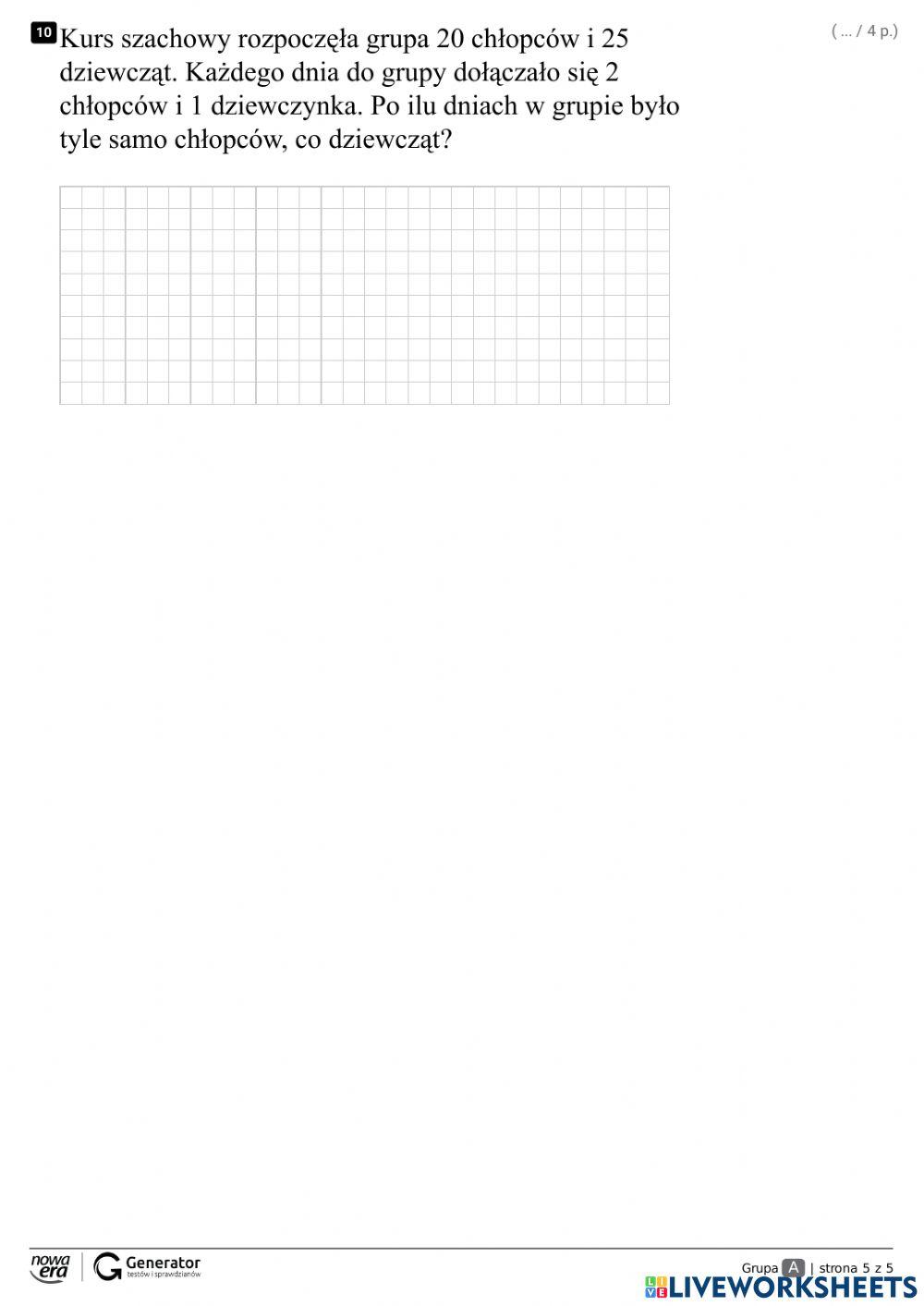 Konkurs matematyczny klasa III