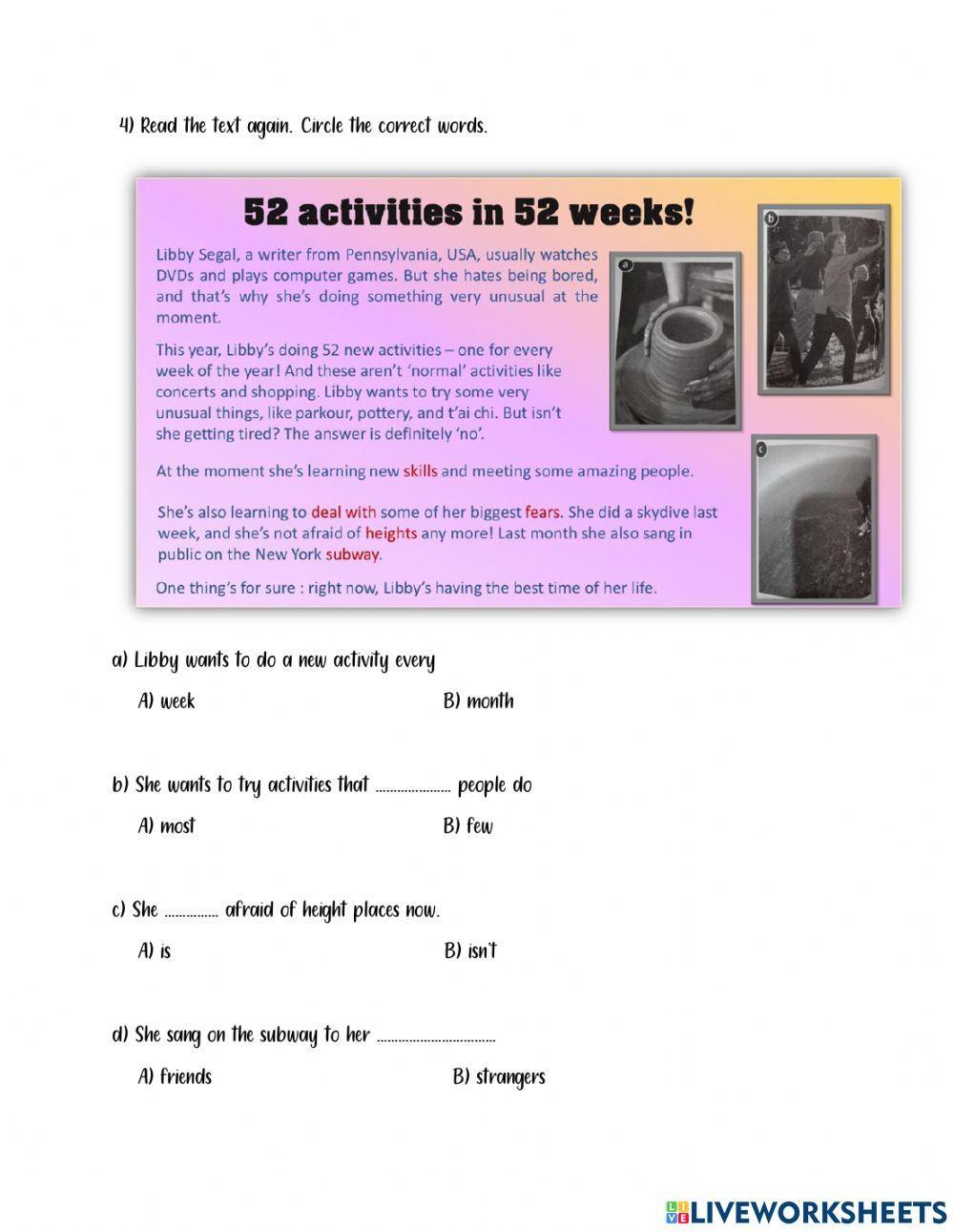 52 activities in 52 weeks