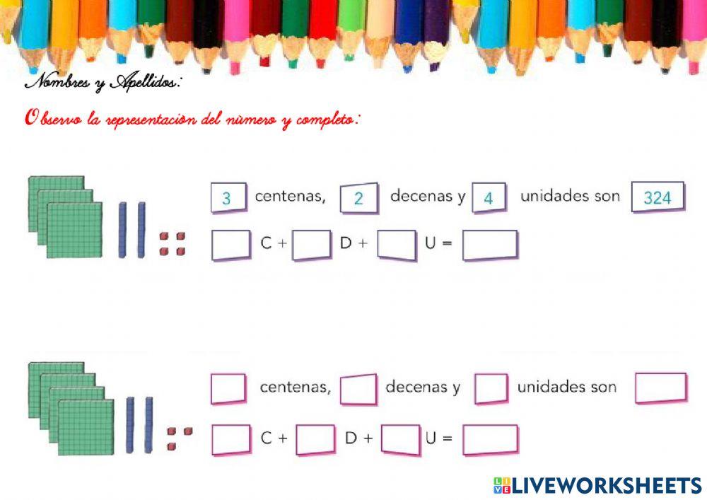 Números: centena, decena, unidad