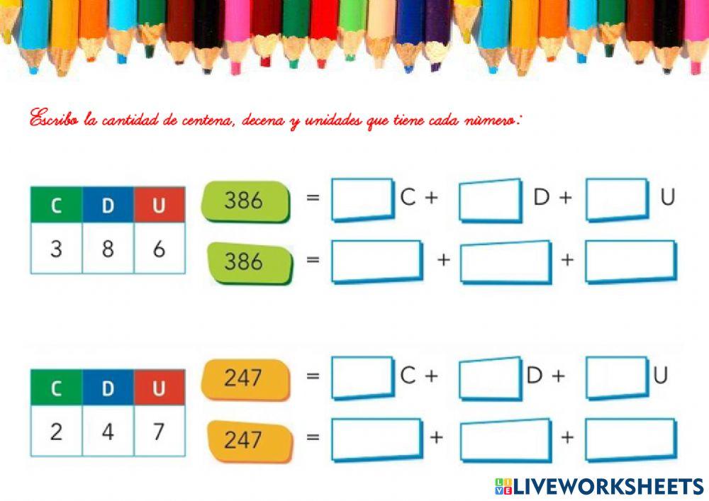 Números: centena, decena, unidad