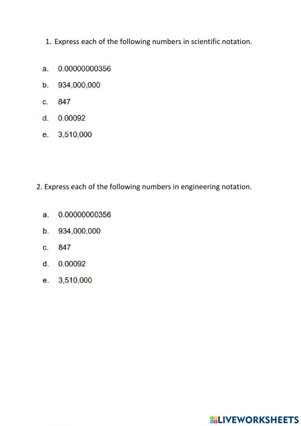 Scientific and Engineering Notation