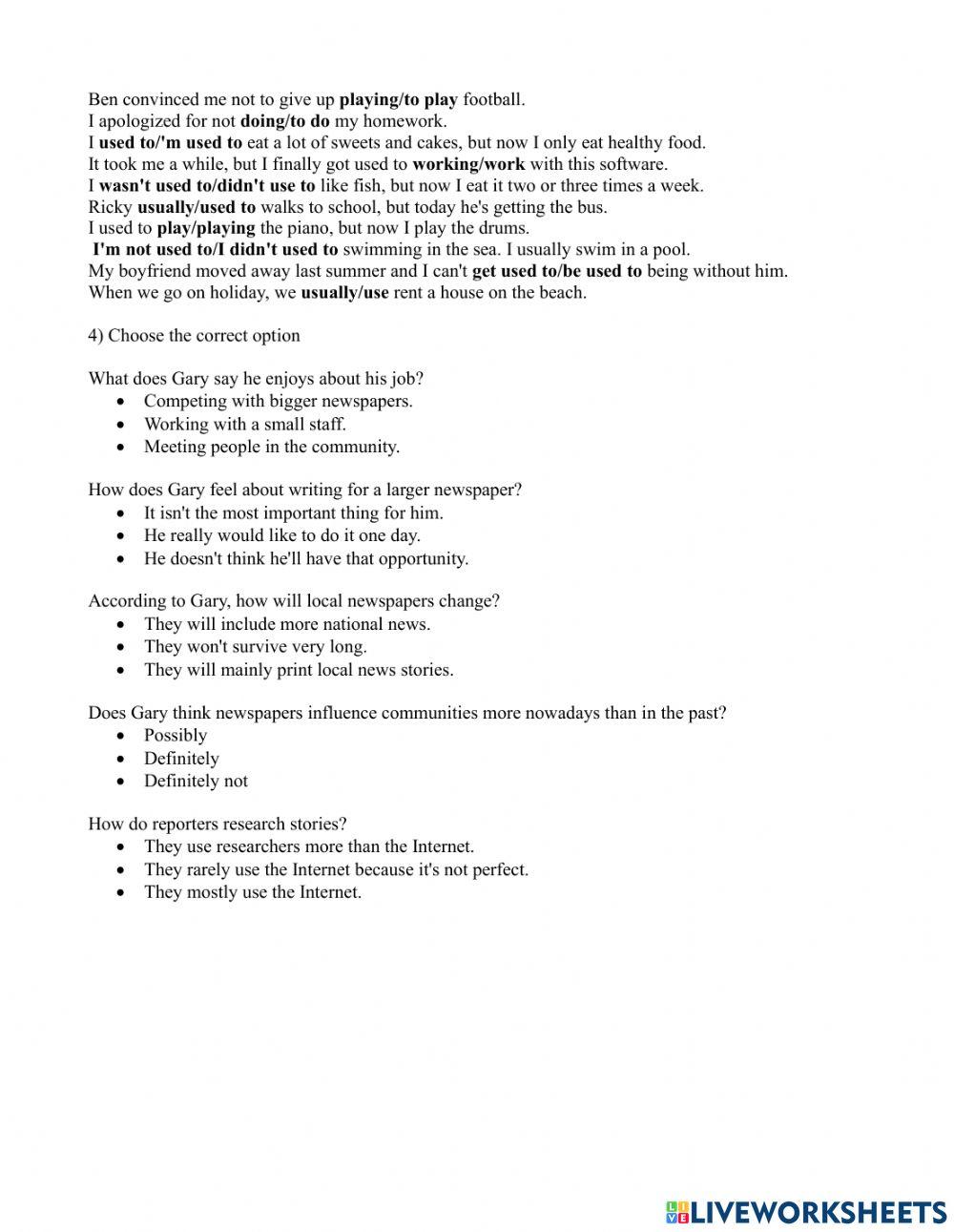 Past and present habits