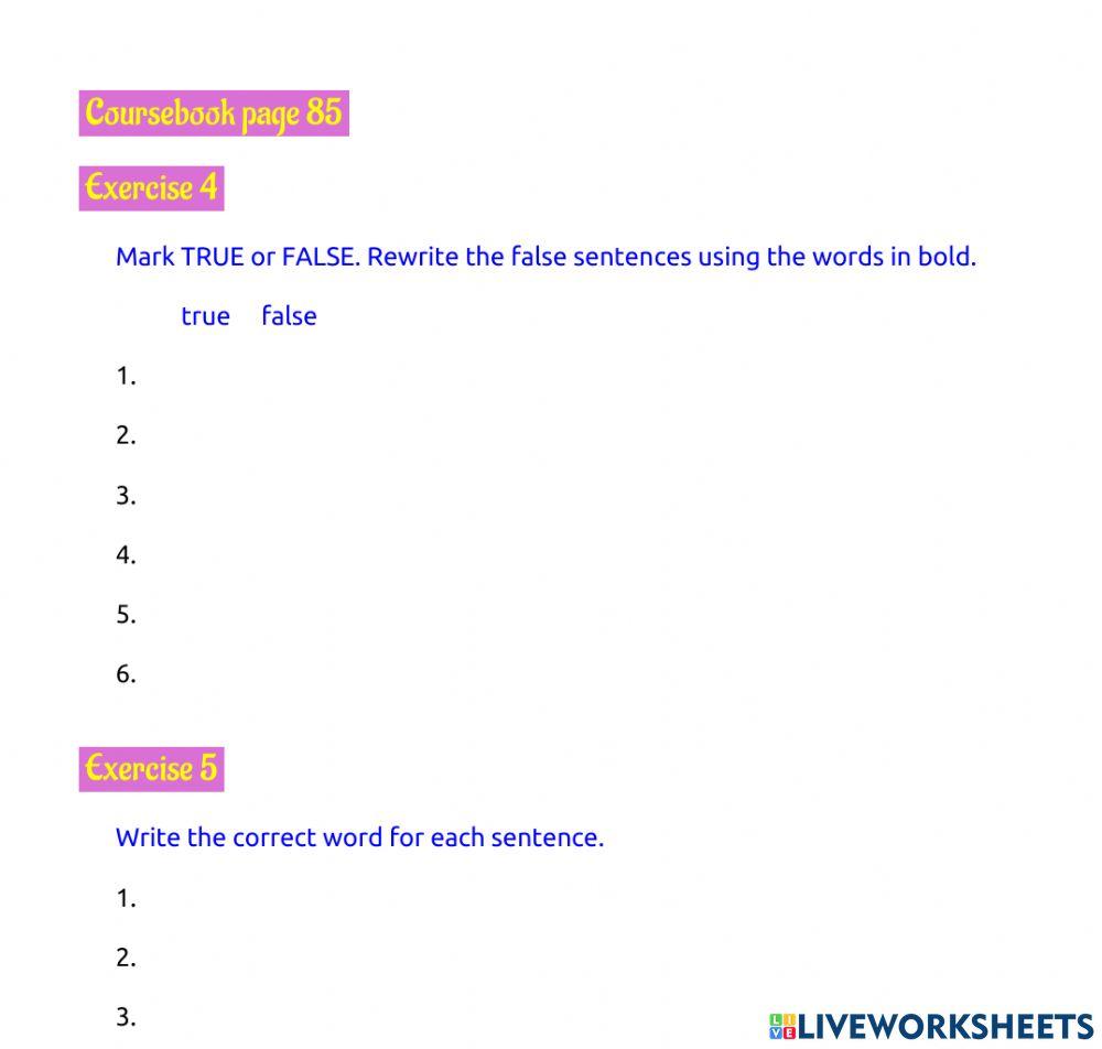 Page 85, exercises 4 - 6